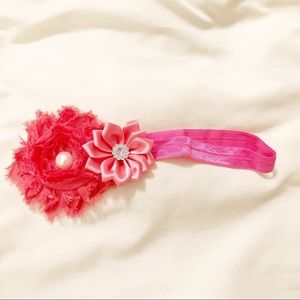 NWOT pink flowers headband bow